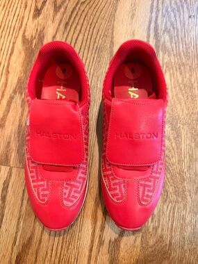 Women’s New Halston Heritage Red Monogram Sneakers - size 6